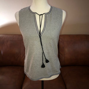 J.Crew Tank Top with Embroidered Trim - Gray, XS